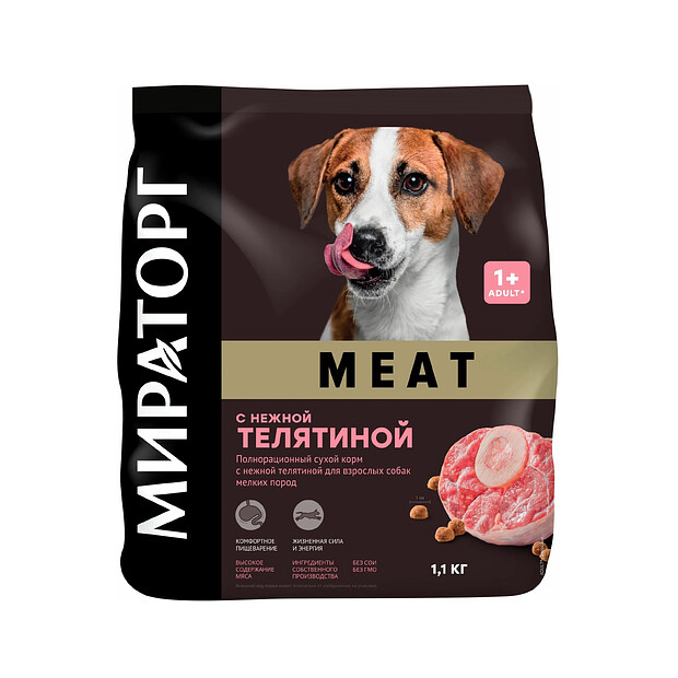 Корм для собак мелких пород МИРАТОРГ Meat с нежной телятиной (1,1кг)