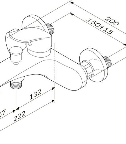 Смеситель LIKE F8010016 (00) (для ванны, короткий излив) без душ.комплекта 438x503 в Материке - Вариант 2