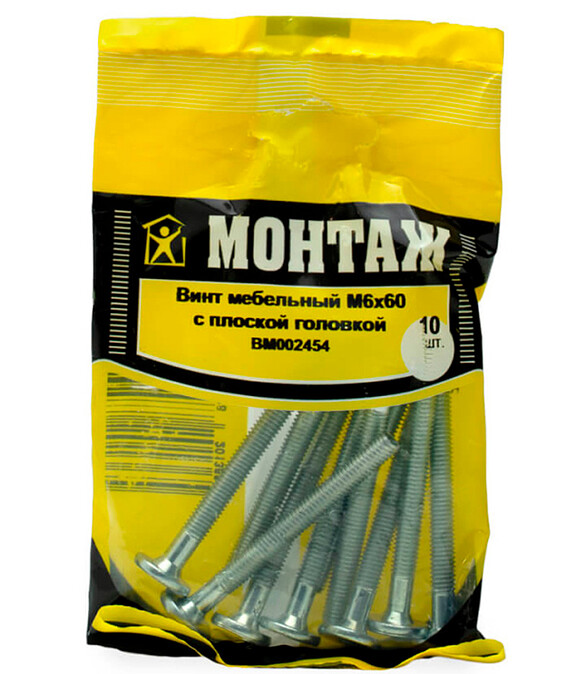 Винт мебельный с плоской головкой HEX 6х60, цинк, МОНТАЖ (уп=10шт) 586x674 Винт мебельный с плоской головкой HEX 6х60, цинк, МОНТАЖ (уп=10шт) 586x674 в Материке