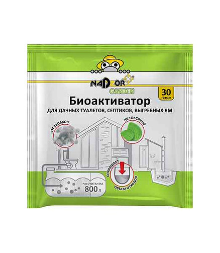 Средство Биоактиватор для дачных туалетов и септиков, порошок (30г) Nadzor 438x503 в Материке