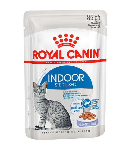 Корм для кошек Royal Canin Indoor Sterilised кусочки в желе (85г) 438x503 в Материке