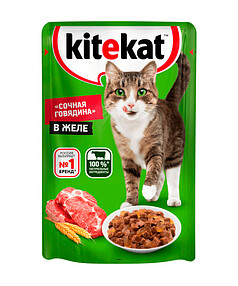 Корм для кошек KITEKAT Говядина в желе (85г)