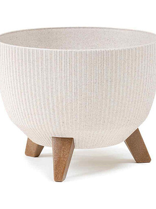 Кашпо ROMA wood с вставкой (47x22см) пластик белый LA922-05 238x286 в Материке