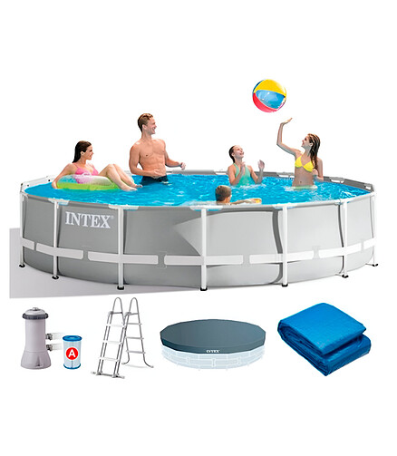 Бассейн каркасный INTEX (457x107см) фильтр-насос+лестница+подложка+тент арт.2672 438x503 в Материке - Вариант 4