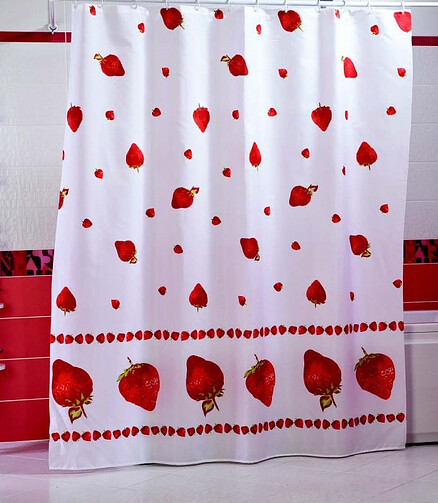 Штора для ванной комнаты STRAWBERRY 180х200см (100% полиэстр) 438x503 в Материке - Вариант 2
