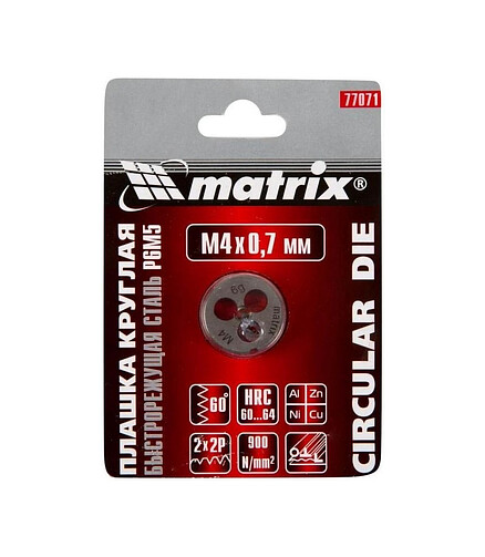 Плашка MATRIX М4х0.7мм 438x503 в Материке