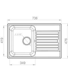 Мойка QUARZ GF-Z 78 (ЕСО-78), 740х480мм песок (без сифона)