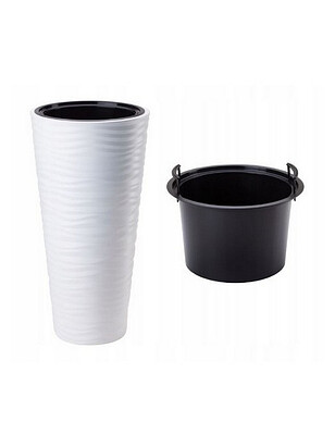 Кашпо SAHARA Dunes Slim Round с вкладышем (39,5x79см) пластик белый 2724-011 238x286 в Материке