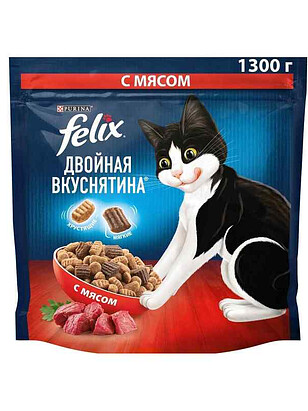 Корм для кошек FELIX Двойная Вкуснятина, мясо (1,3кг) 238x286 в Материке