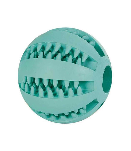 Игрушка для собак TRIXIE "DENTAfun" мяч бейсбольный, вкус мяты, каучук (d5 см) 438x503 в Материке