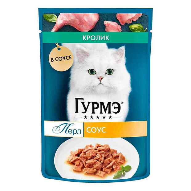 Корм для взрослых кошек GOURMET PERLE кролик соус (75г)