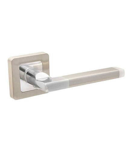 Ручка дверная Code Deco H-22050-A-NIS/CR, матовый никель/хром (уп=2шт) 438x503 в Материке