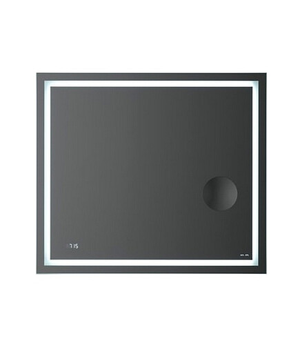 Зеркало GEM M91AMOX0803WG 80х70см с контурной LED-подсветкой, часами и линзой 438x503 в Материке