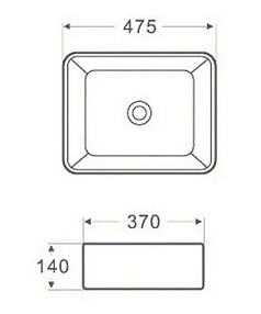 Умывальник накладной AZ-2074 (белый) 475х370х140мм