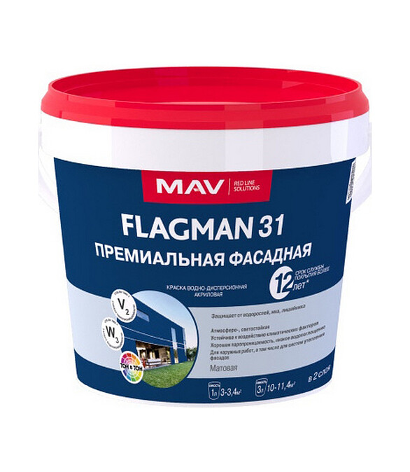 Краска МАВ FLAGMAN 31 ТR фасадная, 11л 586x674 Краска МАВ FLAGMAN 31 ТR фасадная, 11л 586x674 в Материке