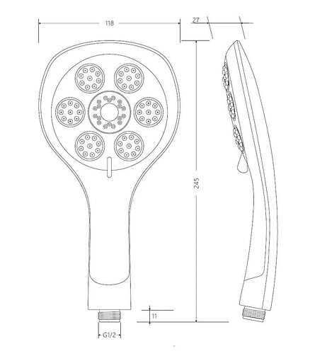 Лейка для душа ViEiR VR1030, 5 режимов 438x503 в Материке - Вариант 2