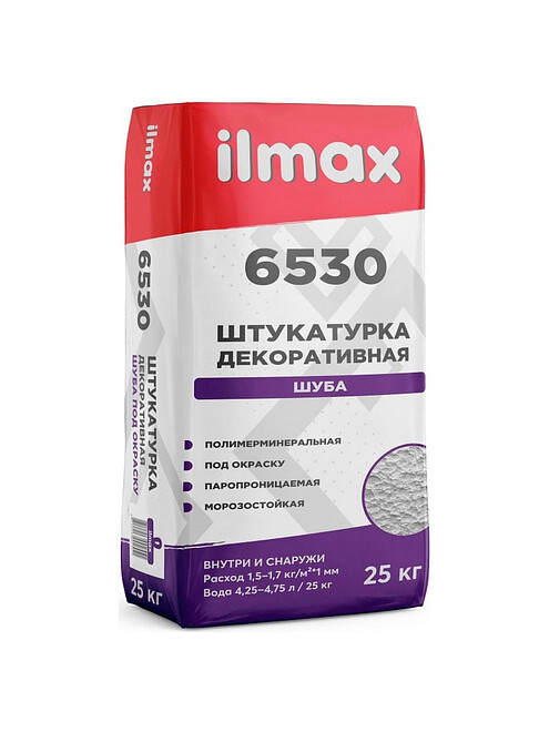 Штукатурка ILMAX 6530 полимерминер. шуба 1мм под окраску, 25кг 495x660 Штукатурка ILMAX 6530 полимерминер. шуба 1мм под окраску, 25кг 495x660 в Материке