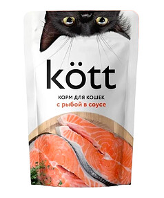 Корм для кошек ТМ KOTT с рыбой в соусе, пауч (75г)