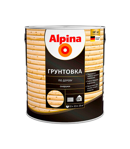 Грунт Alpina защитный по дереву алкидный бесцветный, 2,5л 438x503 в Материке