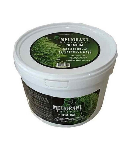 Удобрение для хвойных, туй и кустарников МЕЛИОРАНТ (1,85кг) 438x503 в Материке