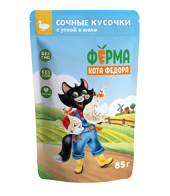 Корм для кошек Ферма кота Федора утка, кусочки в желе (85г) 586x674 Корм для кошек Ферма кота Федора утка, кусочки в желе (85г) 586x674 в Материке