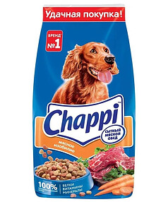 Корм для собак CHAPPI Сытный мясной обед Мясное Изобилие с овощами, трав. (600г)