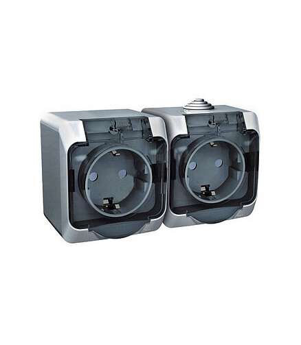 Розетка ЭТЮД PA16-244C 2мест. IP44 серый 438x503 в Материке