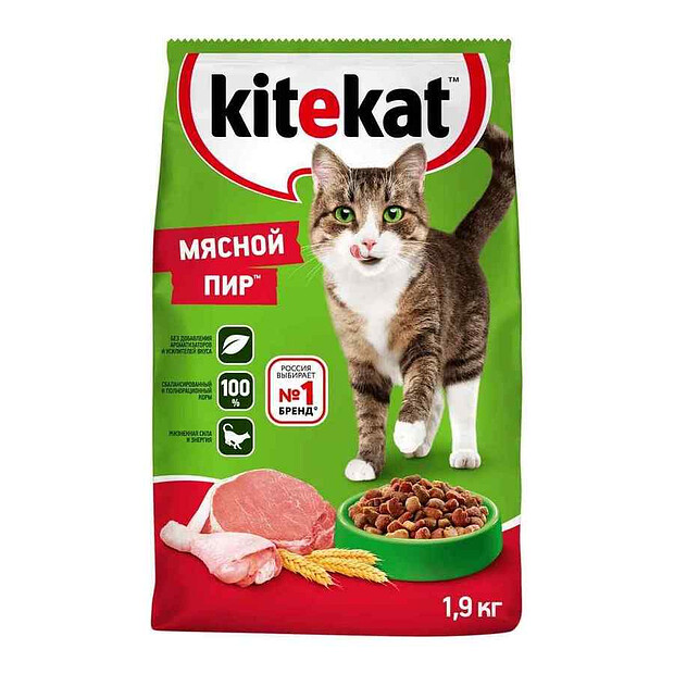 Корм для кошек KITEKAT Мясной Пир (1,9кг)