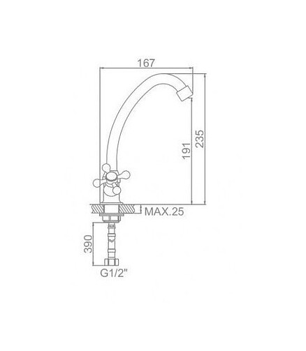 Смеситель L5927 (для кухни) на гайке 438x503 в Материке - Вариант 2