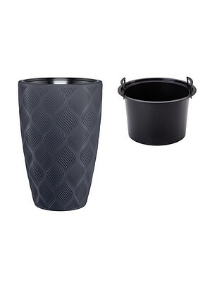 Кашпо FLOW Slim с вкладышем (38,5x58см) пластик антрацит 4730-014 238x286 в Материке