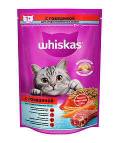 Корм для стер. кошек и кастр. котов WHISKAS Подушечки говядина (350г)