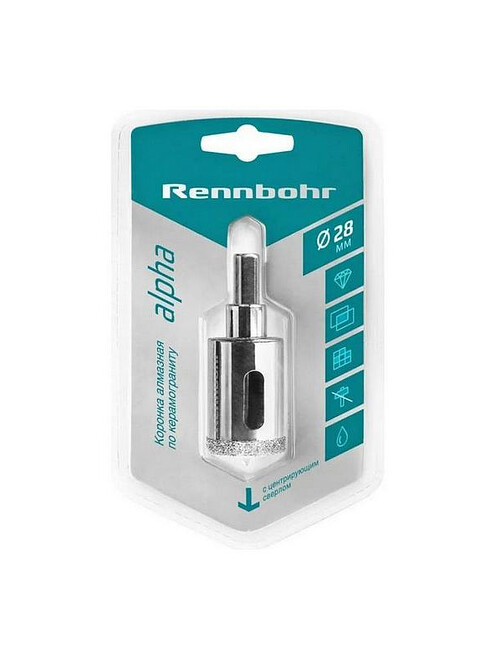 Коронка алмазная по керамограниту RENNBOHR 28мм 495x660 Коронка алмазная по керамограниту RENNBOHR 28мм 495x660 в Материке