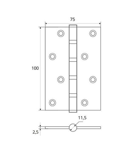 Петля дверная врезная универсальная AVERS 100*75*2,5-B4-G, золото (уп=2шт) 438x503 в Материке - Вариант 2