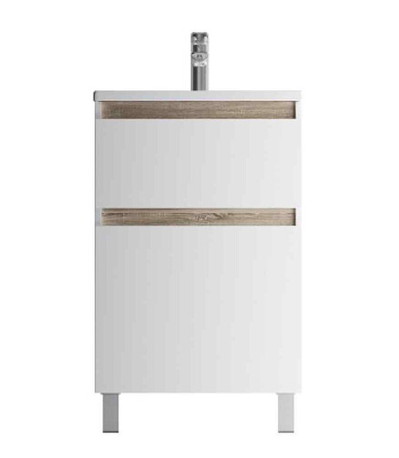 Тумба X-JOY M85AFSX0552WG 55см напольная белый глянец/светлое дерево 438x503 в Материке