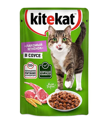 Корм для кошек KITEKAT ягненок, соус (85г) 438x503 в Материке