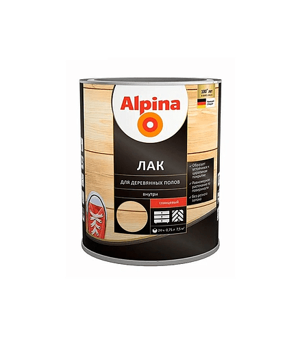 Лак Alpina алкидн.для деревянных полов глянцевый, 0,75л 438x503 в Материке