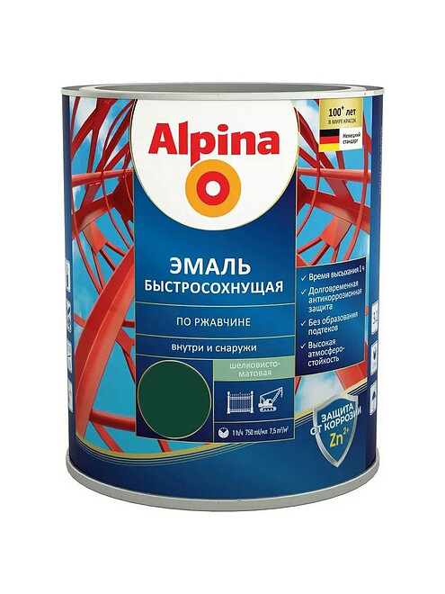 Грунт-эмаль Alpina быстросохнущая RAL6005 зеленый, 0,75л 495x660 Грунт-эмаль Alpina быстросохнущая RAL6005 зеленый, 0,75л 495x660 в Материке