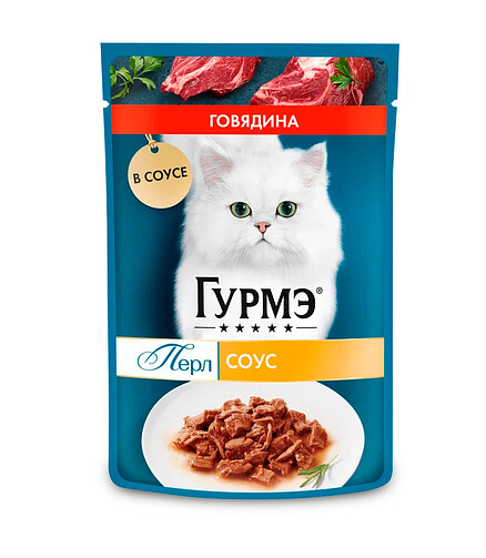 Корм для кошек Gourmet Perle говядина, соус (75г) 438x503 в Материке