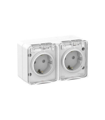 Розетка SE ATLAS Design IP54 ATN540126 2мест. с/з белый 438x503 в Материке