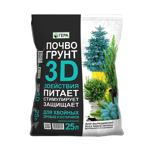 Почвогрунт для хвойных деревьев и кустарников 3D/3D+ (25л) 620x620 в Материке