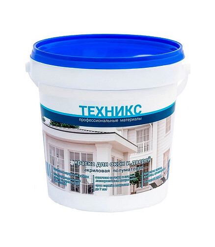 Краска ТЕХНИКС для окон и дверей п/мат белая, 1кг 438x503 в Материке