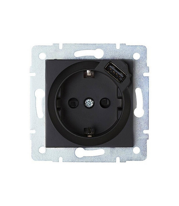 Розетка Lezard KARINA 707-4288-181 с/з+USB черный 586x674 Розетка Lezard KARINA 707-4288-181 с/з+USB черный 586x674 в Материке