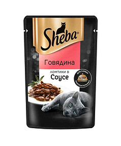 Корм для взрослых кошек SHEBA с говядиной, Ломтики в соусе (75г) 238x286 в Материке