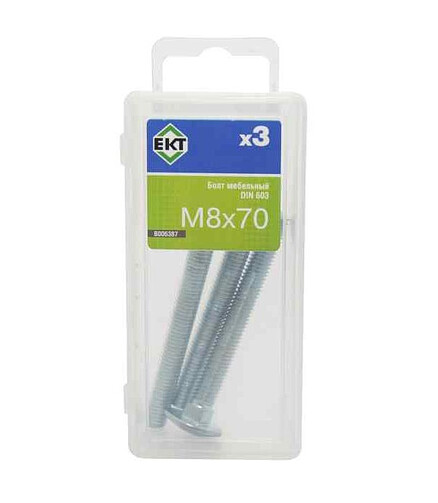Болт мебельный 8х70 цинк, прочн.4.8 DIN 603 (уп=3шт) B006387_BOX 438x503 в Материке