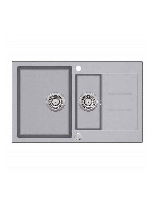Мойка TESA SQT151-220AW 1,5 чаши 800х500мм гранит-аргент с вып.полуавтомат 495x660 Мойка TESA SQT151-220AW 1,5 чаши 800х500мм гранит-аргент с вып.полуавтомат 495x660 в Материке
