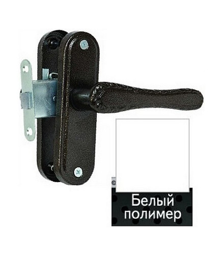 Защелка дверная с ручками врезная ВолМет ЗЩ1-5-07-10/1,2, белый 438x503 в Материке
