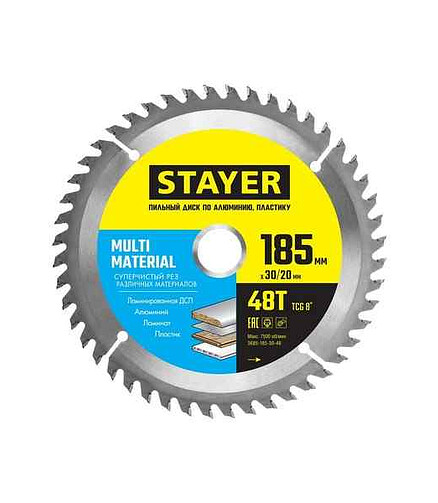 Диск пильный STAYER Multi 185мм 48зуб. 438x503 в Материке