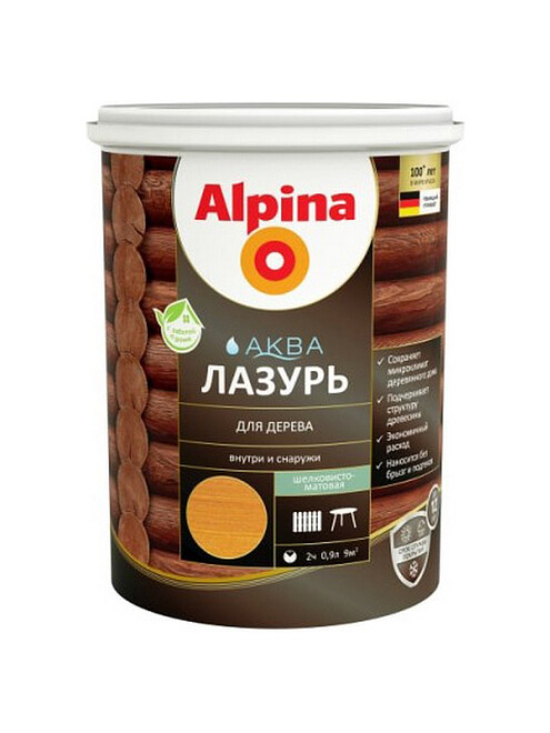 Лазурь Alpina АКВА для дерева Рябина, 0,9л 495x660 Лазурь Alpina АКВА для дерева Рябина, 0,9л 495x660 в Материке