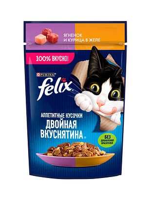 Корм для кошек FELIX Двойная вкуснятина, ягненок/курица (75г) 238x286 в Материке