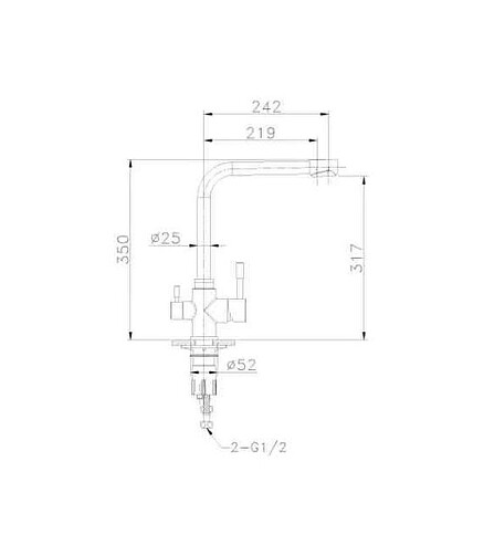 Смеситель EXPERT LM5060S (для кухни) на две воды, нерж.сталь 438x503 в Материке - Вариант 2